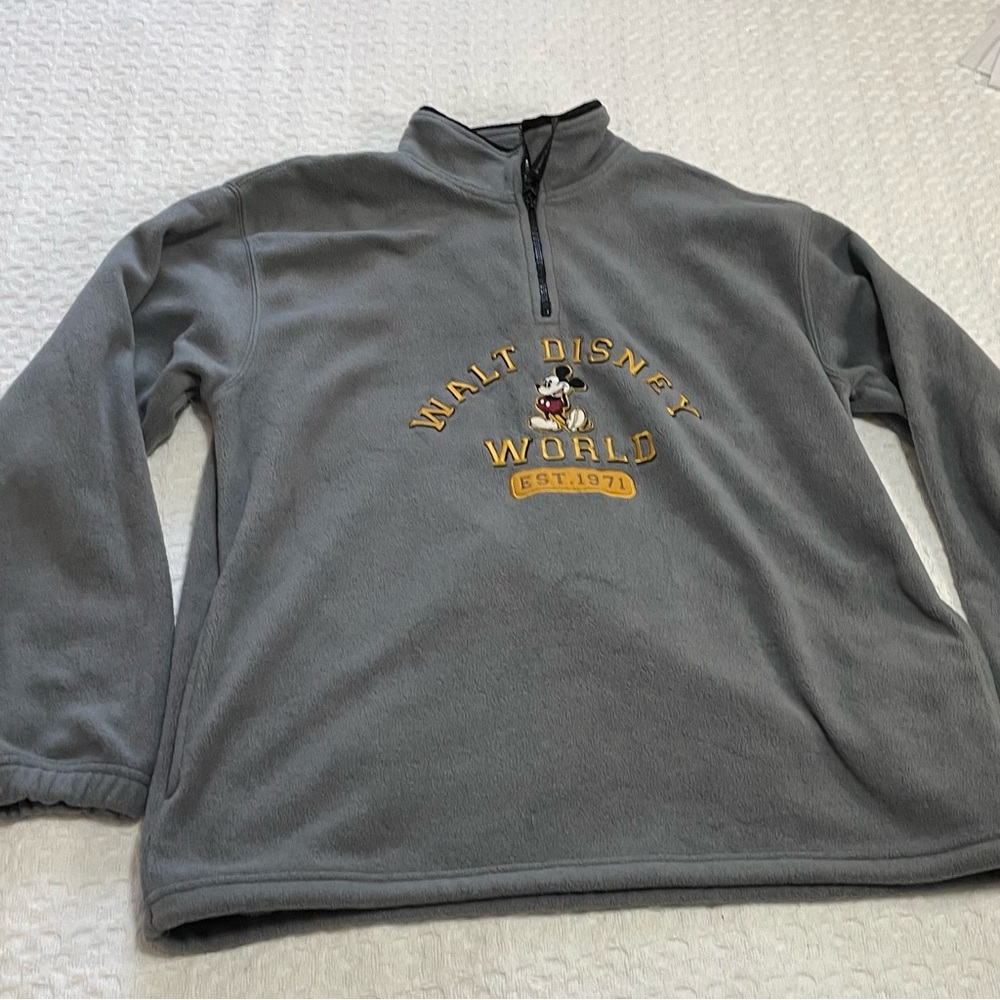 Disney Gray‎ Zip-Up Men's Sweater with Embroidered Logo. Size M